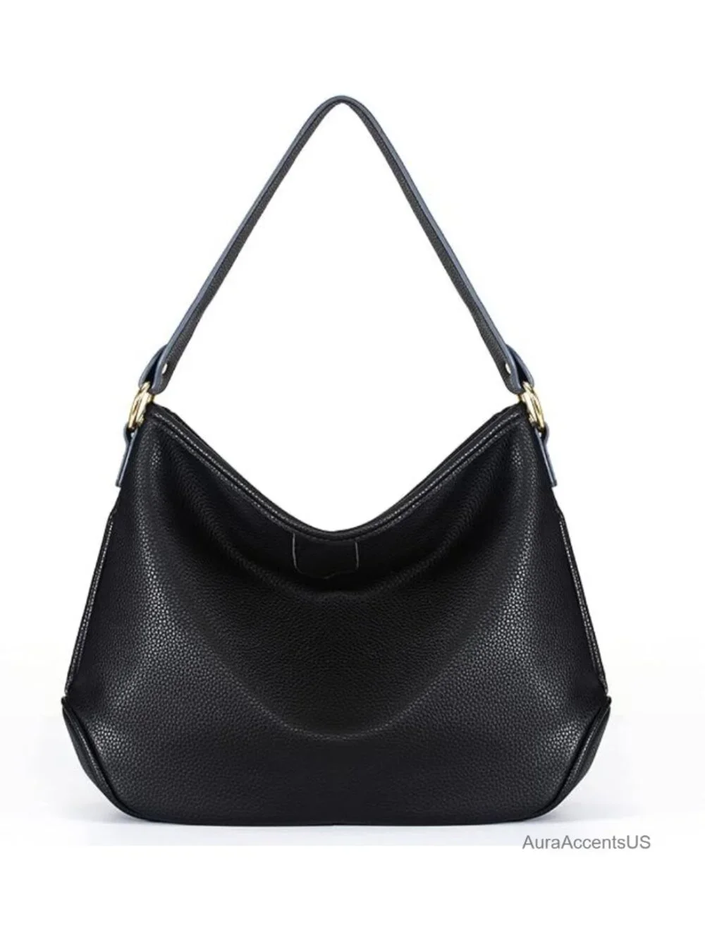 Vegan Leather Hobo Shoulder Bag Medium Lightweight Gold Hardware